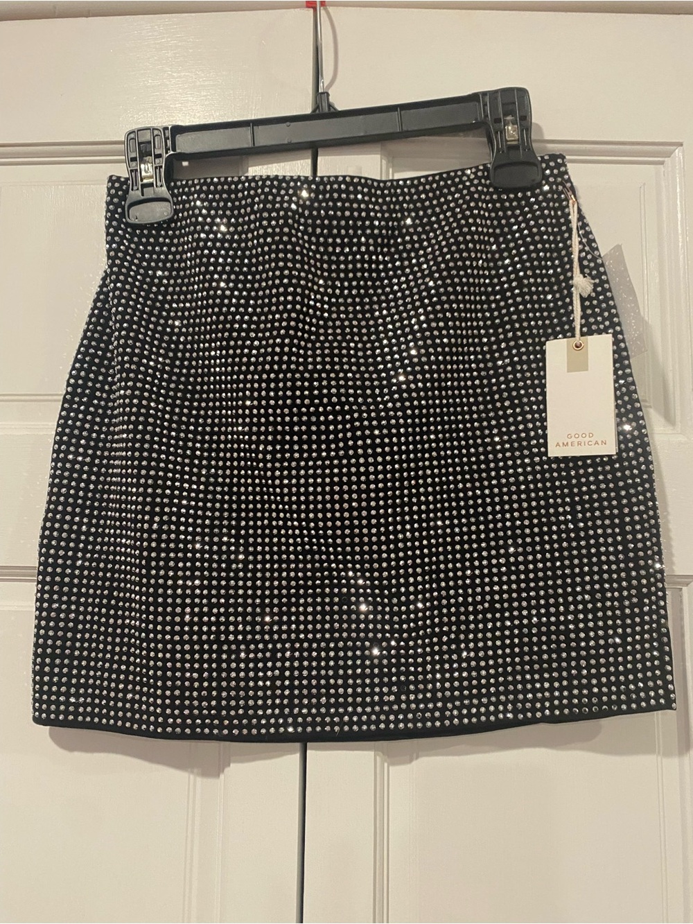 Good American Black Mini Skirt with Silver Studs